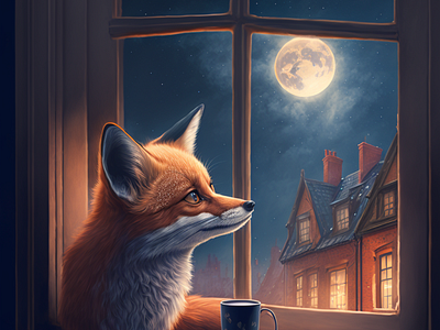 Fox and Moon windowsill