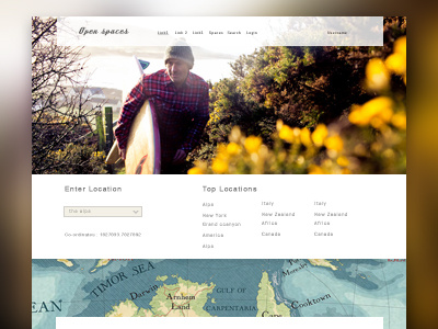 Spaces website layout hiking layout mockup travel ui ux website