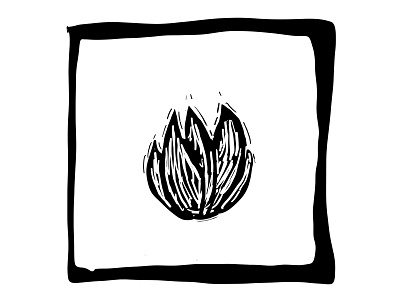 Campfire stamp sketch for Lino print