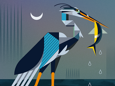 Great Blue Heron Illustration adobe animal bird design fish florida graphic design hunting illustration print shapes swamp vector wetlands wildlife