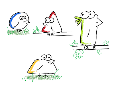 Geometribirds animal cartoon characters illustration vector