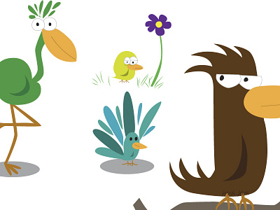 Burds animal characters illustration vector