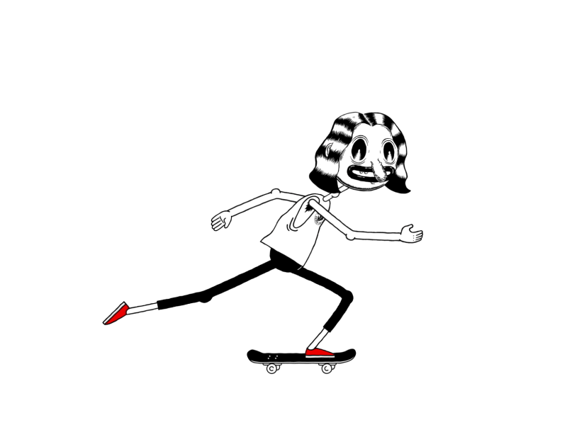 Skater Bum 2d ae after aftereffect animation bum character characteranimation design flip graphics illustration kick kickflip motion ollie skateboard skateboarder skater thrasher