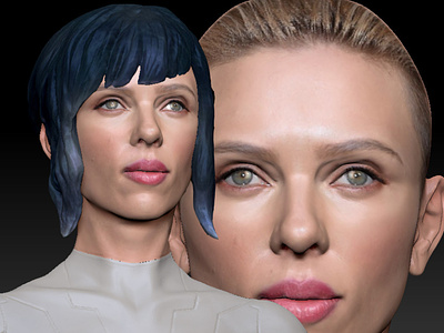 Scarlett in the Shell 3d modeling 3d print 3d printing actress body bust face head hollywood johansson movie scarlett star zbrush