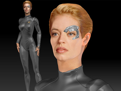 7'o'9 3d print model 1990 3d 3d modeling 3d print 3d printing 7 of 11 7 of 9 actress face head hollywood jeri ryan movie scifi series star star trek tv voyager zbrush