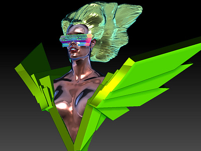 NFT - Spirit of Freedom 3d modeling 3d print 3d printing 90s bitcoin design face freedom girl head hollywood lady liberty nft shades spirit sunglasses wings woman zbrush