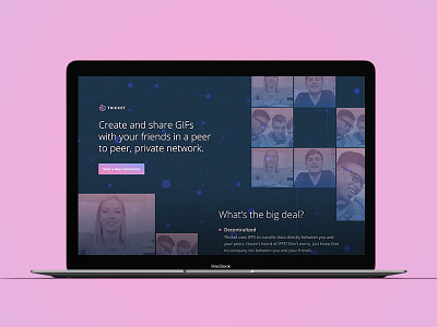 Experimental Distributed Web GIF App Landing Page home page layout mockup