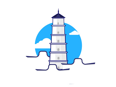 white tower design foochow fuzhou illustration logo vector