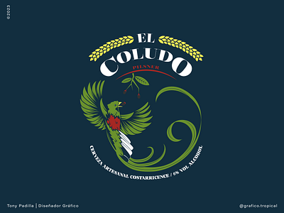El Coludo beer beer label cerveza costa rica design designer etiqueta etiqueta de cerveza grafico tropical graphic design illustration ilustracion quetzal label quetzal vector