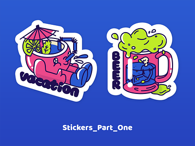 Stickers_P1 blue food green illustration pink