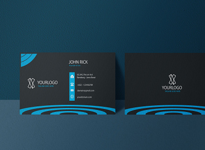 Blue Dark Business Card Design business card business card design card card design design elegant dark card graphic design