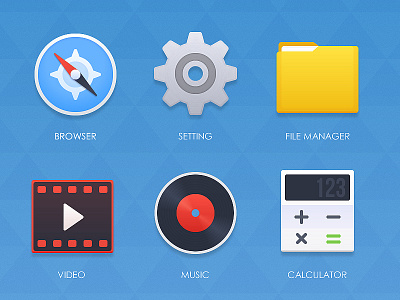 icon browser calculator file music stting video