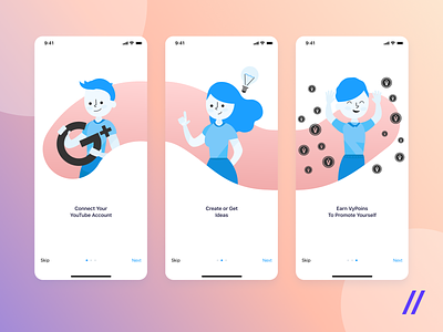 Illustrated Characters for Onboarding Flow bloggers charachters design figma flow ideas illustraion mobile onboarding social media ui ux video app