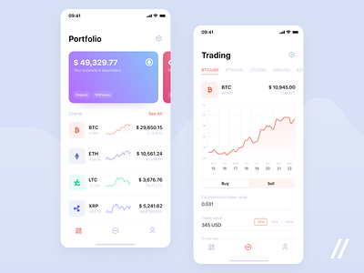 Cryptocurrency App app bitcoin crypto wallet cryptocurrency design etherium figma free graphic mobile product purrweb trading ui ux wallet