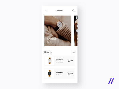 Wrist Watch App Concept animation app clean ui design ecommerce figma hisako minimal mobile modern product purrweb ui ux wrist watch