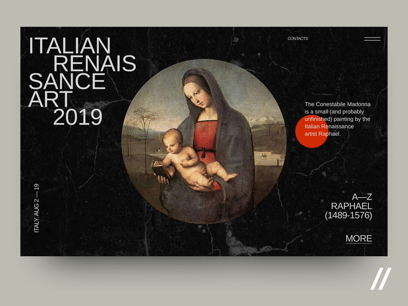 Italian Renaissance art 2019 Web Interface art concept design figma italian product purrweb ui ux web website