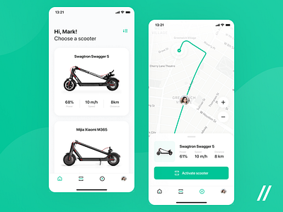 Electric Scooters & Bike Sharing App app design figma location map mobile product purrweb scooter ui ux