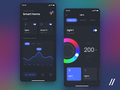 Smart Home App app concept design figma home lights mobile product purrweb smart smarthome ui ux