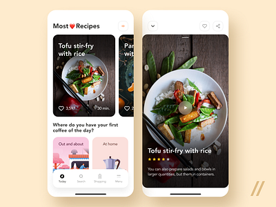 Recipe App app cooking design favorite figma food meal menu mobile planner product purrweb recipe search shopping ui ux