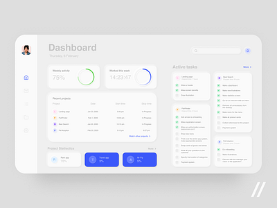 Project Management App activity app clean concept daily dashboard design figma minimal product project managment statistic tasks tool ui ux web weekly