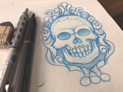 Skull Sketch dead icon logo skull