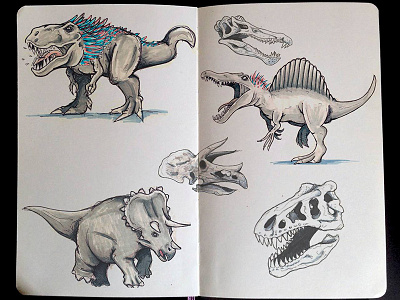 Dino Sketch birds dino dinosaur dragons reptile skull