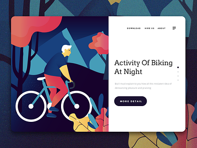 A web design about Activity Of Biking At Night illustrations ／web