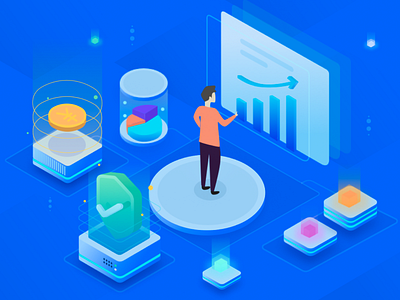 Isometric data analysis concept 3d animation bank branding characters collaboration design flat illustration ui ux vector web website
