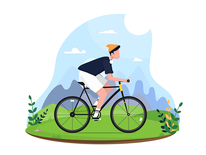 Hello Spring animation bike bycicle character cycling design dribbble effects illustration ride sport typography ui