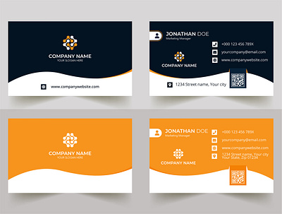 Corporate business card design orange and black professional business card