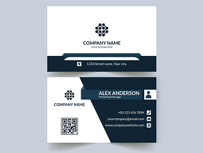 Dark blue modern business card mockup creative business card