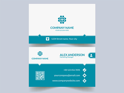 Luxury business card design teal blue creative business card