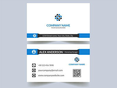 Professional business card design blue and white