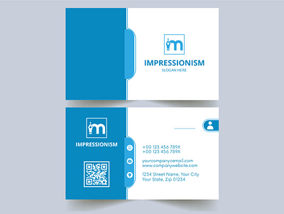 Simple elegant blue business card office card