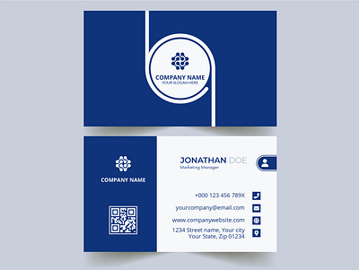 Blue elegant business card office card