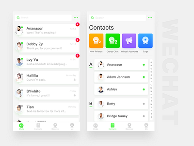 Wechat Redesign chat color contact friend group icon list remind search tag ui