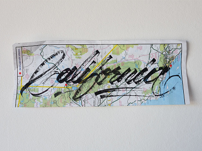 California! california calligraphy freehand handstyle lettering map typography