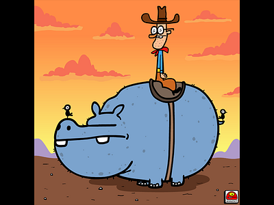 Tex And His Hippo art artist cartoon creative doodle goopymart illustration