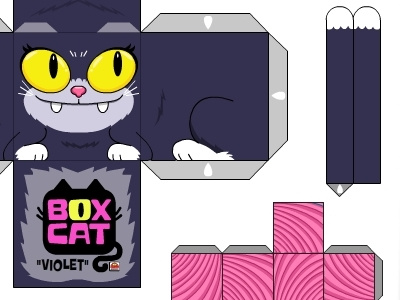 Box Cat Violet Papercraft box cat fun goop goopy goopymart papercraft strange violet weird