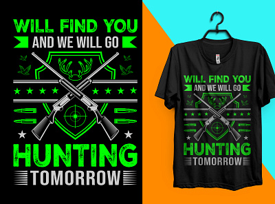 HUNTING T-SHIRT DESIGN appearel clothing creative custome design eye catching t shirt design graphic design hintign hunter t shirt design hunting t shirt design typoggraphy t shirt design typography