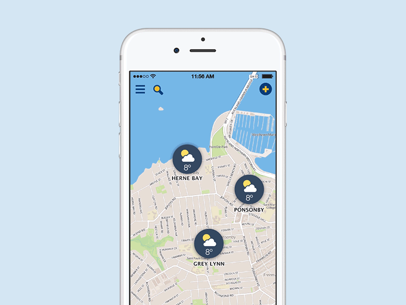 Weather Map App Concept auckland card concept map mobile new zealand weather