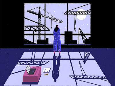 Short story illustration - for Hard//hoofd editorial hotel room illustration illustrator night short story think it over view withdrawn