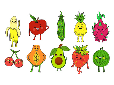 Fruit Characters cartoondesign charactersdesign charactersdesignexpert design fruit characters designer graphic design illustration