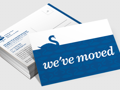moved identity logo mailing moving new postcard swan
