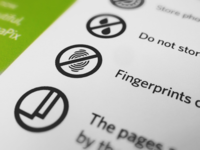 Fingerprints drops fingerprint icons moisture pages wetness
