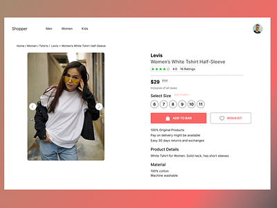 An Ecommerce product display UI