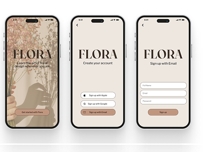 Flora App Sign On Screen for Daily UI Challenge app daily ui sign up ux design visual design