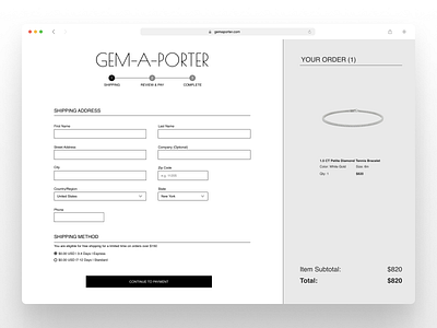 Daily UI Day 2: Check Out Screen daily ui e commerce fashion jewelry ui vi visual design web design