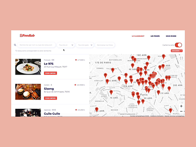 Foodlab - Listing Page with Map animation app branding design food interaction listing map motion parallax restaurant ui ux video web webdesign website