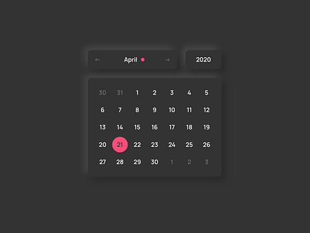 Date Picker Neumorphism Dark by Maximilian A. Dammert on Dribbble